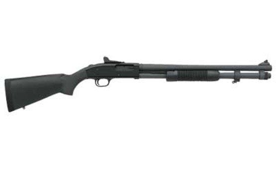 The Mossberg 20 inch 590A1 is a Pump Action 12 Gauge Shotgun with ghost ring sights